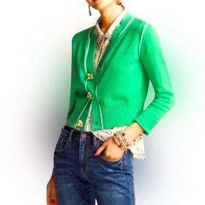 CAbi Jeweled Buttons Burst of Mint Wallis Cardigan Sweater in Julep (Green) M